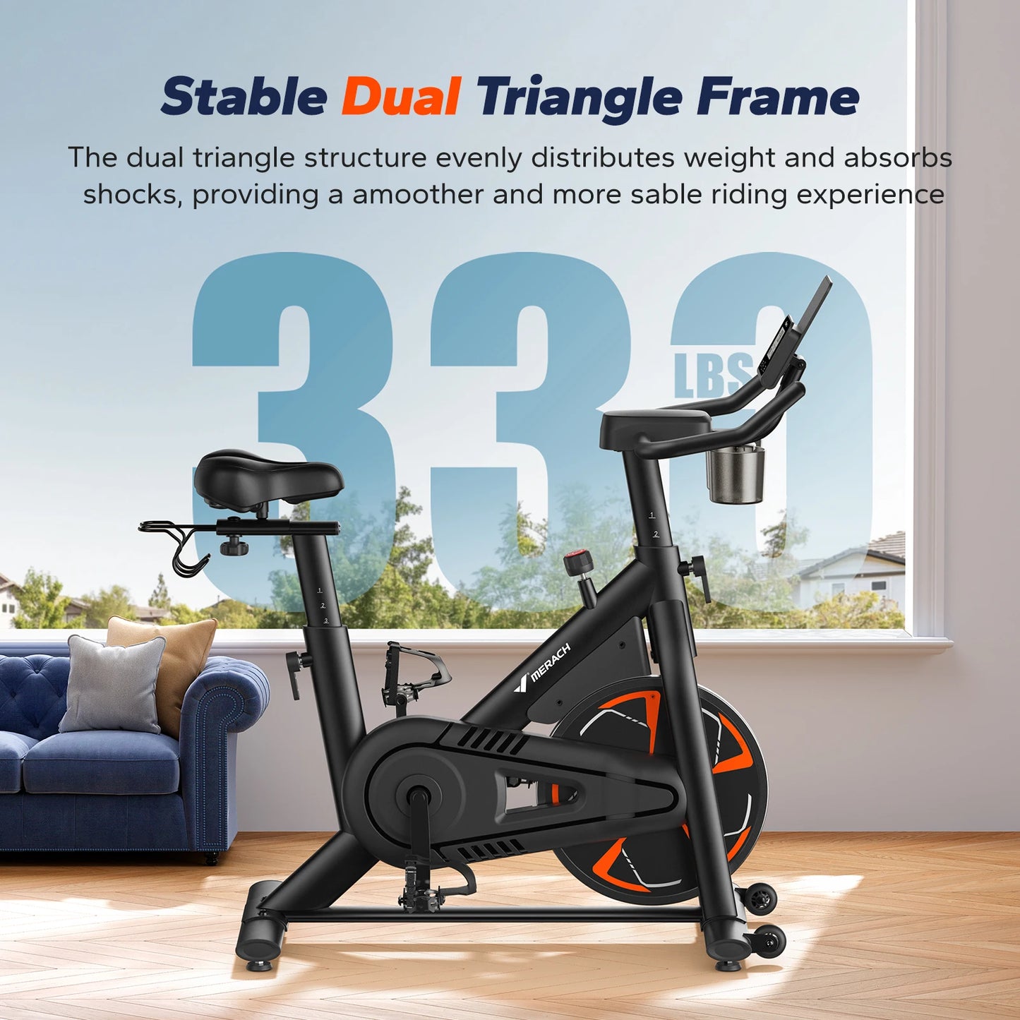 MERACH S36 Magnetic Exercise Bike For Home 330lbs Capacity
