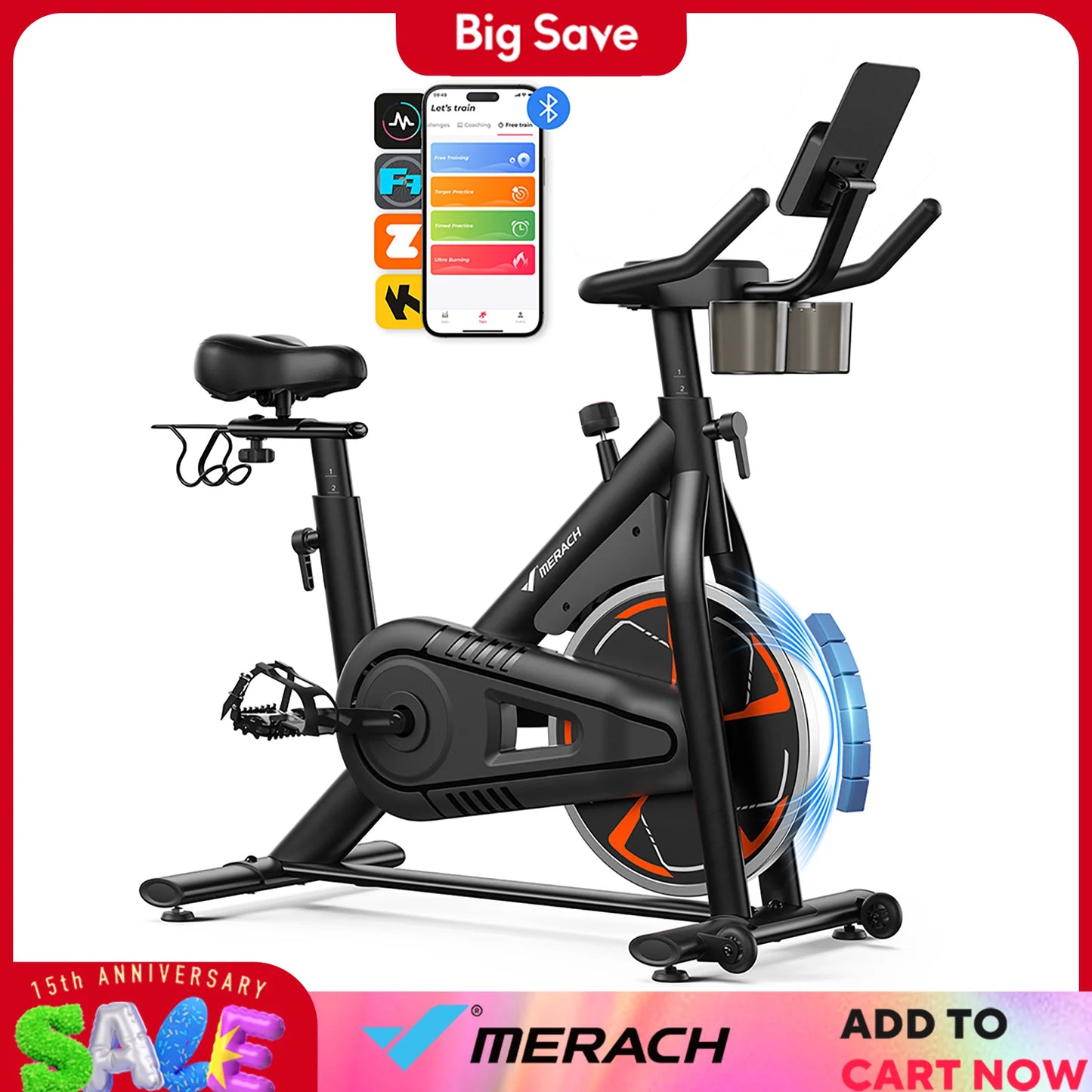 MERACH S36 Magnetic Exercise Bike For Home 330lbs Capacity