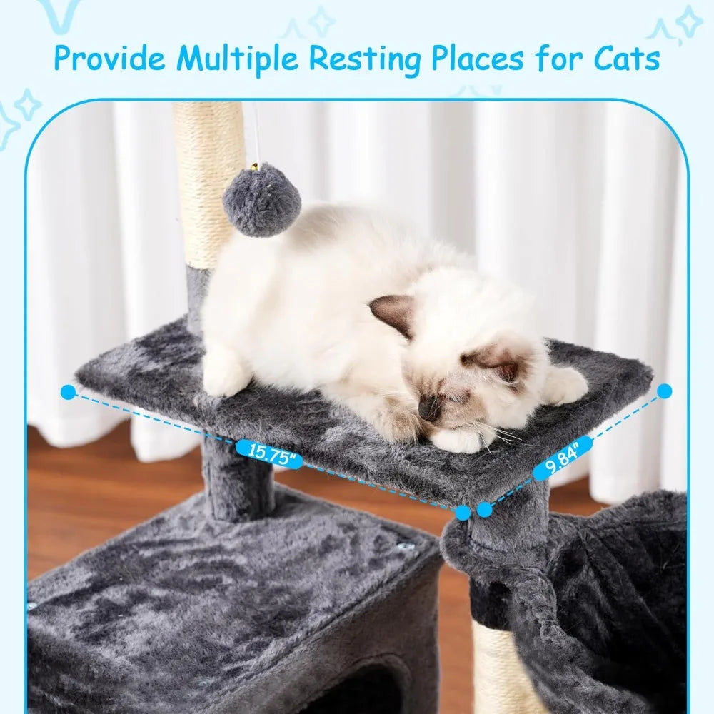 Hey Brother Cat Tree Multi Level 42 Inch Indoor Cat Tower