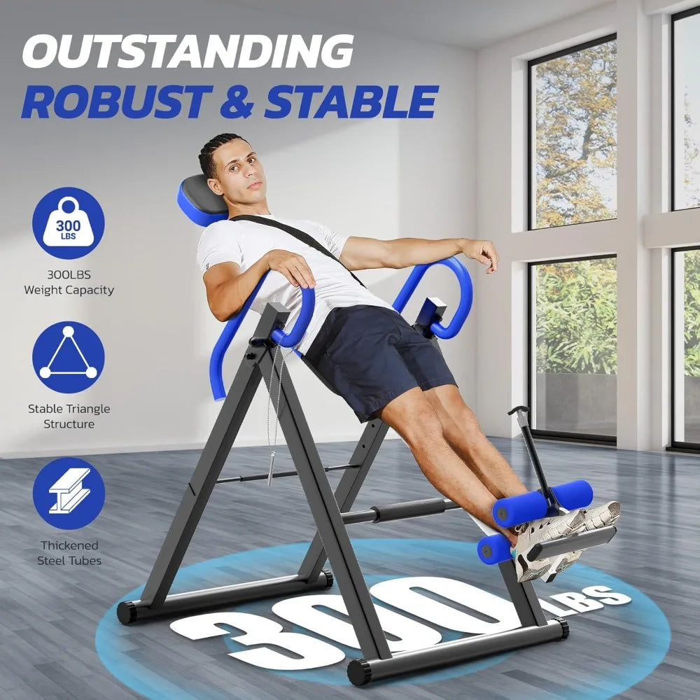 US Shipping Gravity Inversion Table for Back Pain Relief with Lumbar Support Easy to Assemble Back Stretcher Machine 300