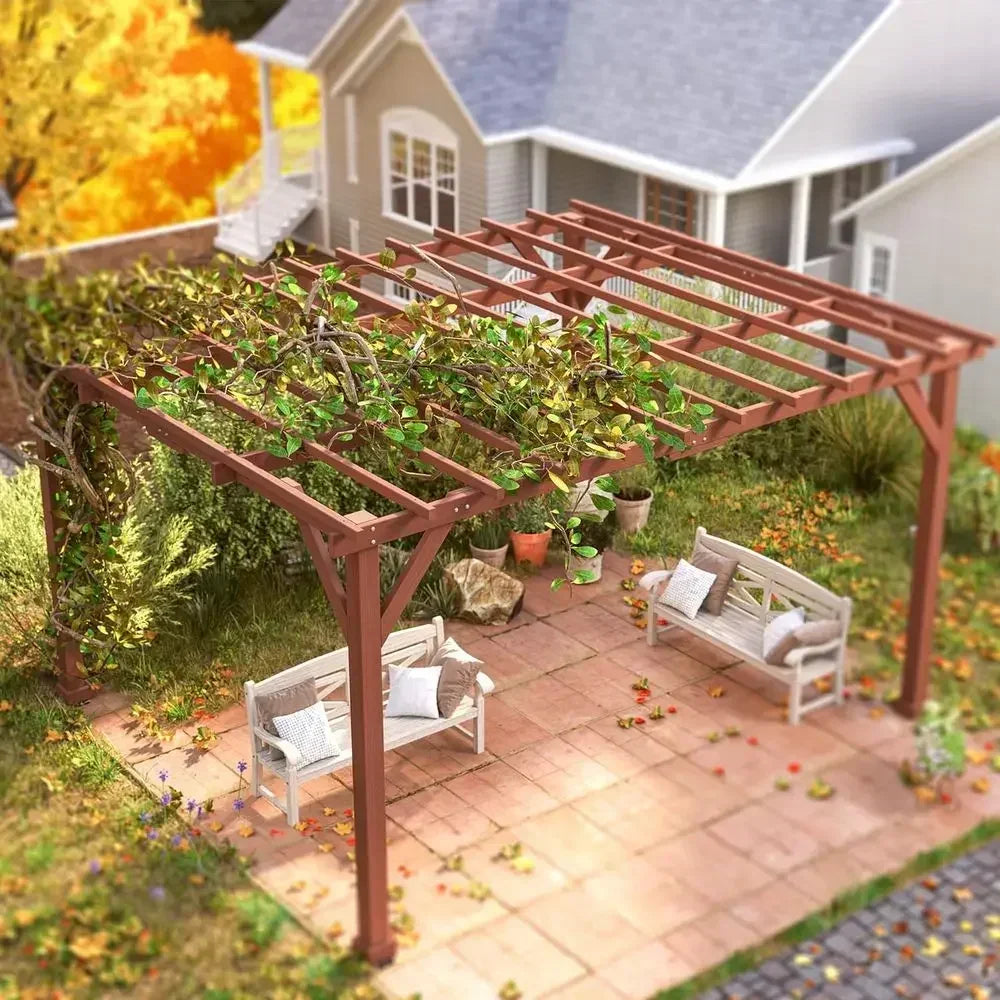 Wooden Pergola With Grape Trellis For Patio And Backyard