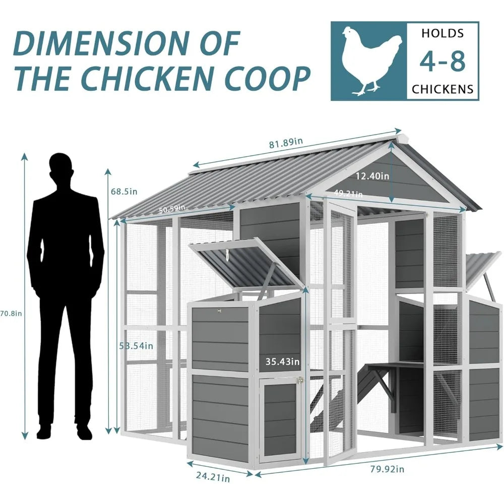 Extra Large Wooden Chicken Coop With 2 Nesting Boxes