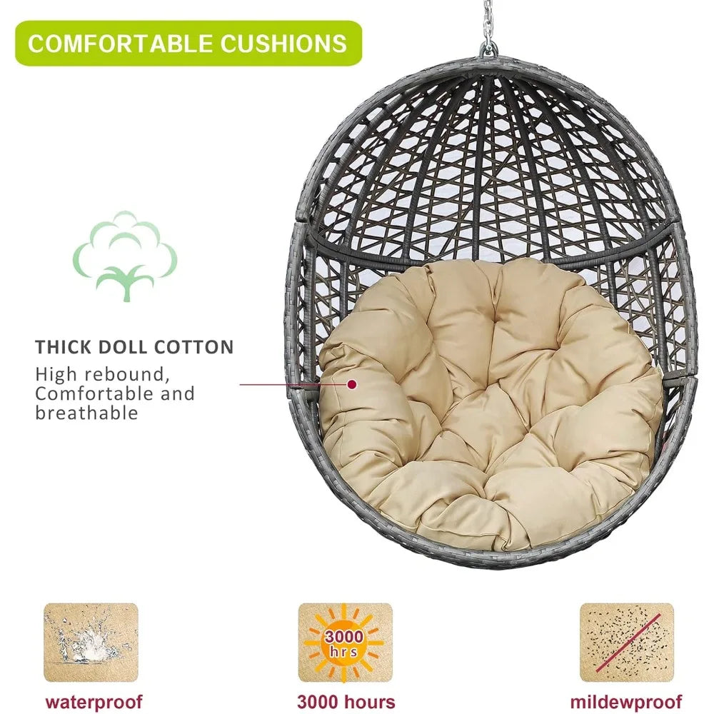 Outdoor Hanging Egg Chair With Stand All Weather Wicker