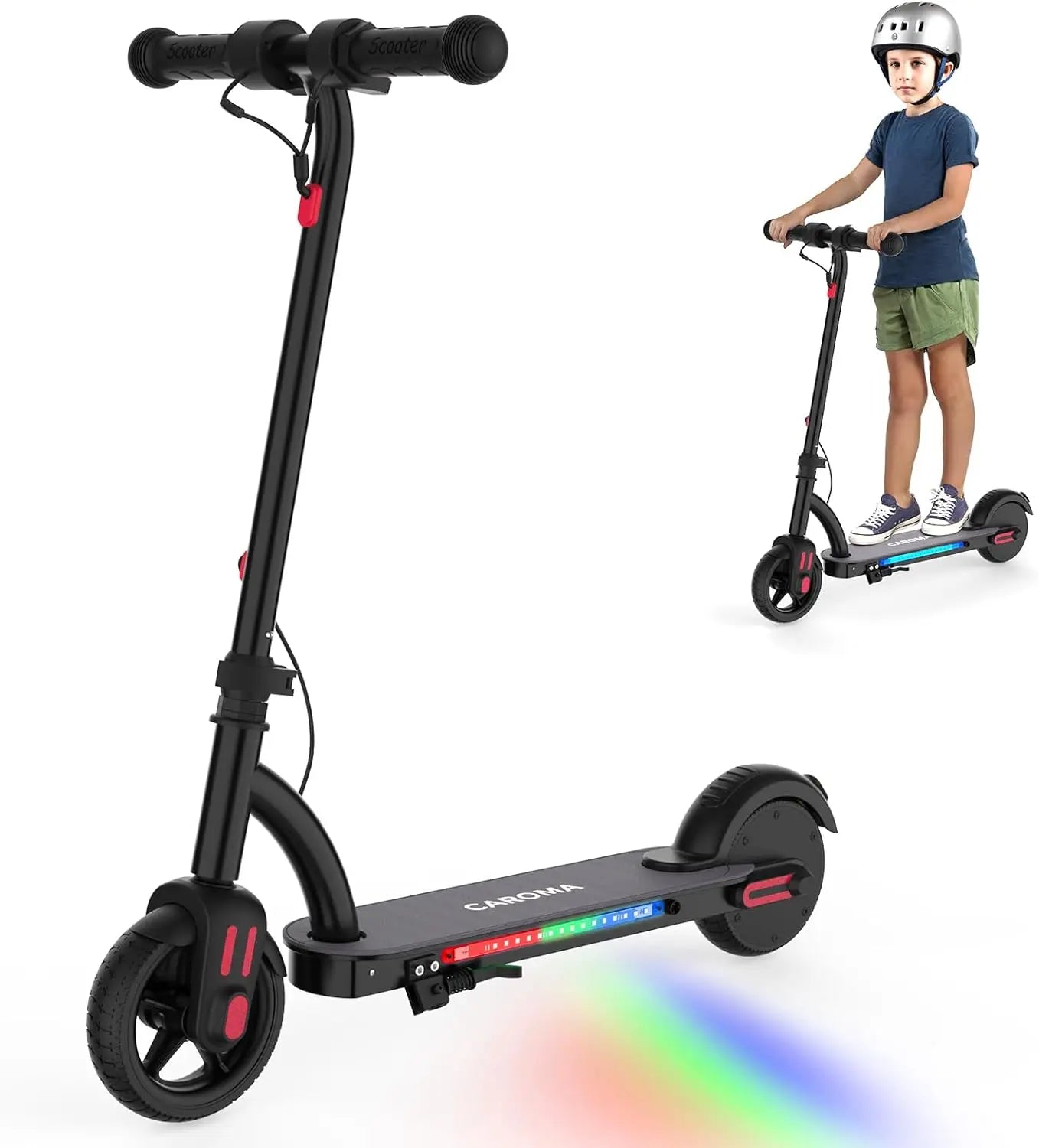 CAROMA Kids Electric Scooter 150W Foldable UL2272 LED Display