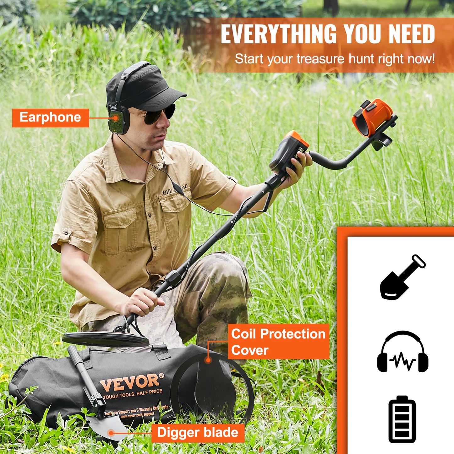 VEVOR Metal Detector For Adults And Kids LCD Display