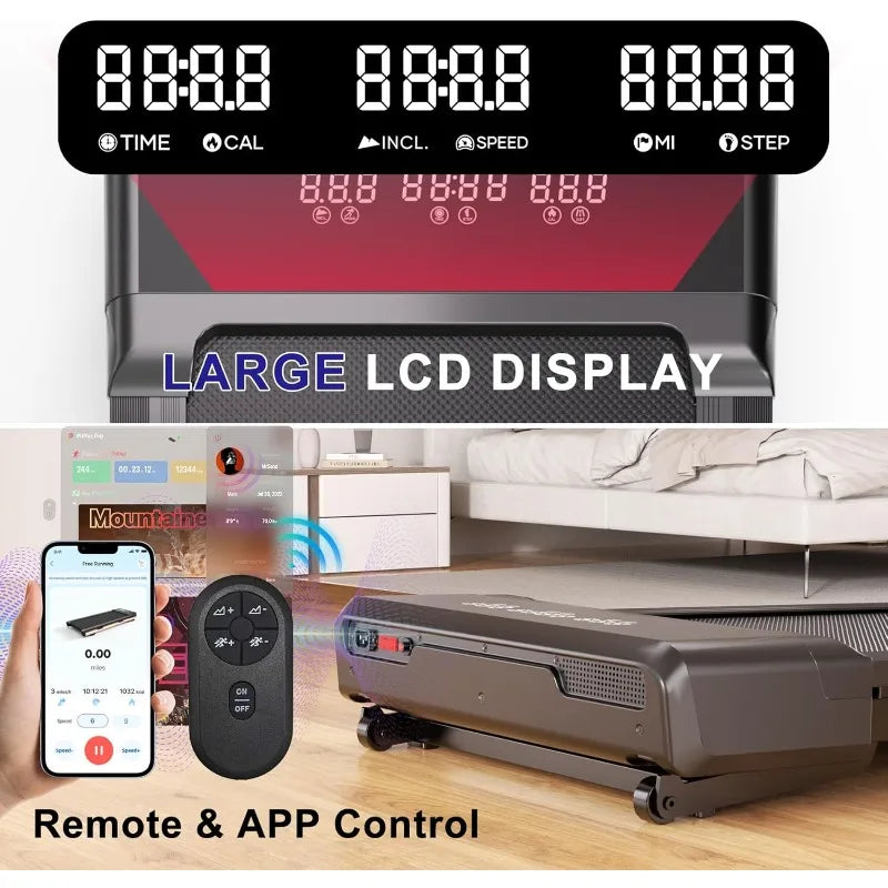 Walking Pad with Auto Incline 3 in 1 Portable Treadmill Remote Control LED Display Walking Jogging Machine 300 Lbs Capacity