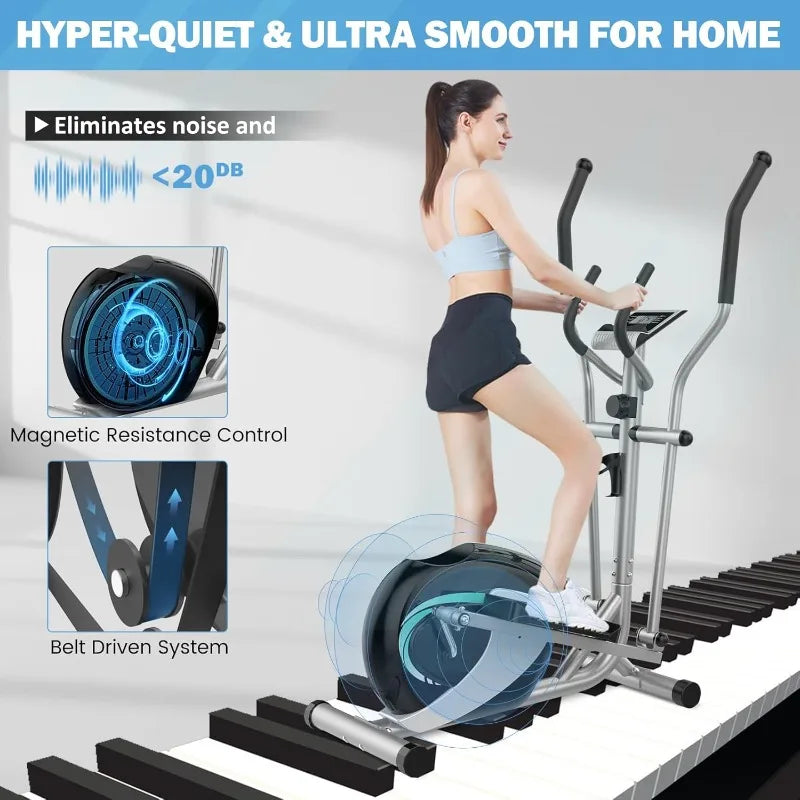 Dripex Magnetic Elliptical Trainer Quiet Fitness Cardio Machine with 6KG Flywheel and 8 Resistance Levels