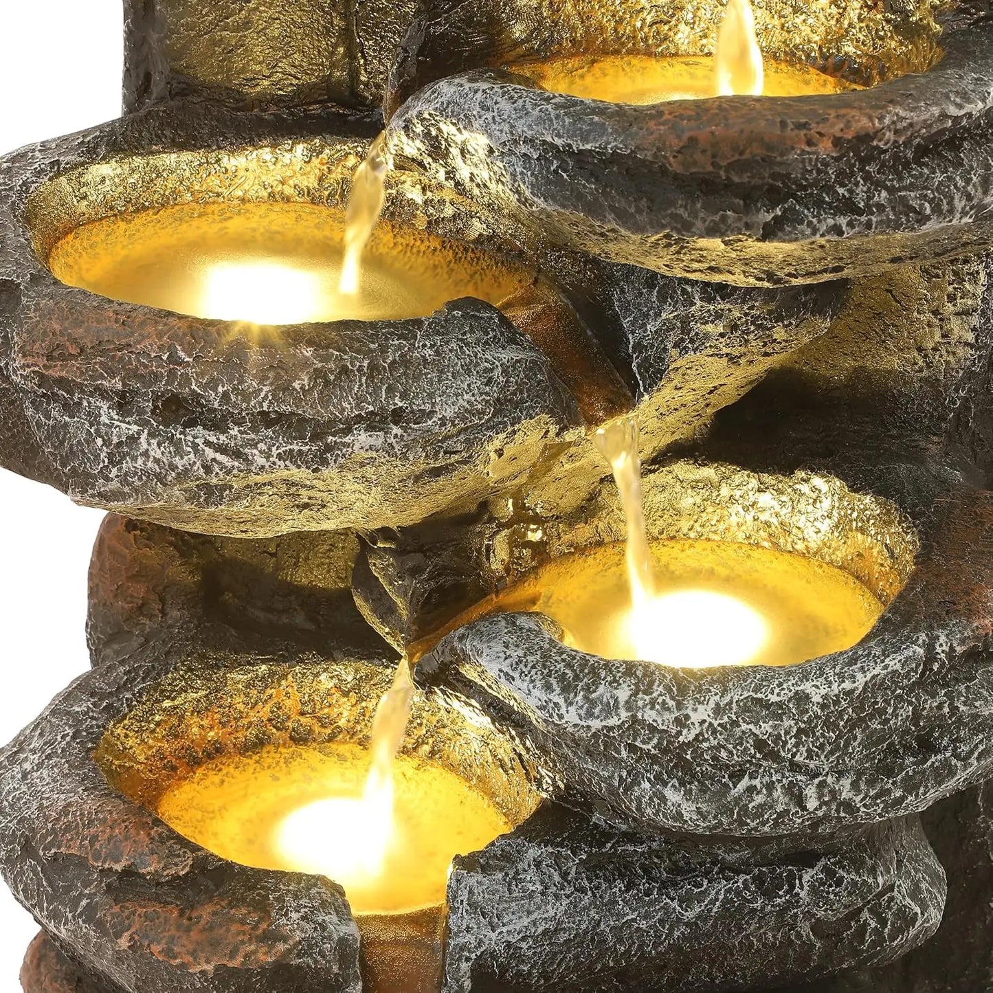 Origin 6-Tier Cascading Rock Water Fountain For Outdoor Gardens