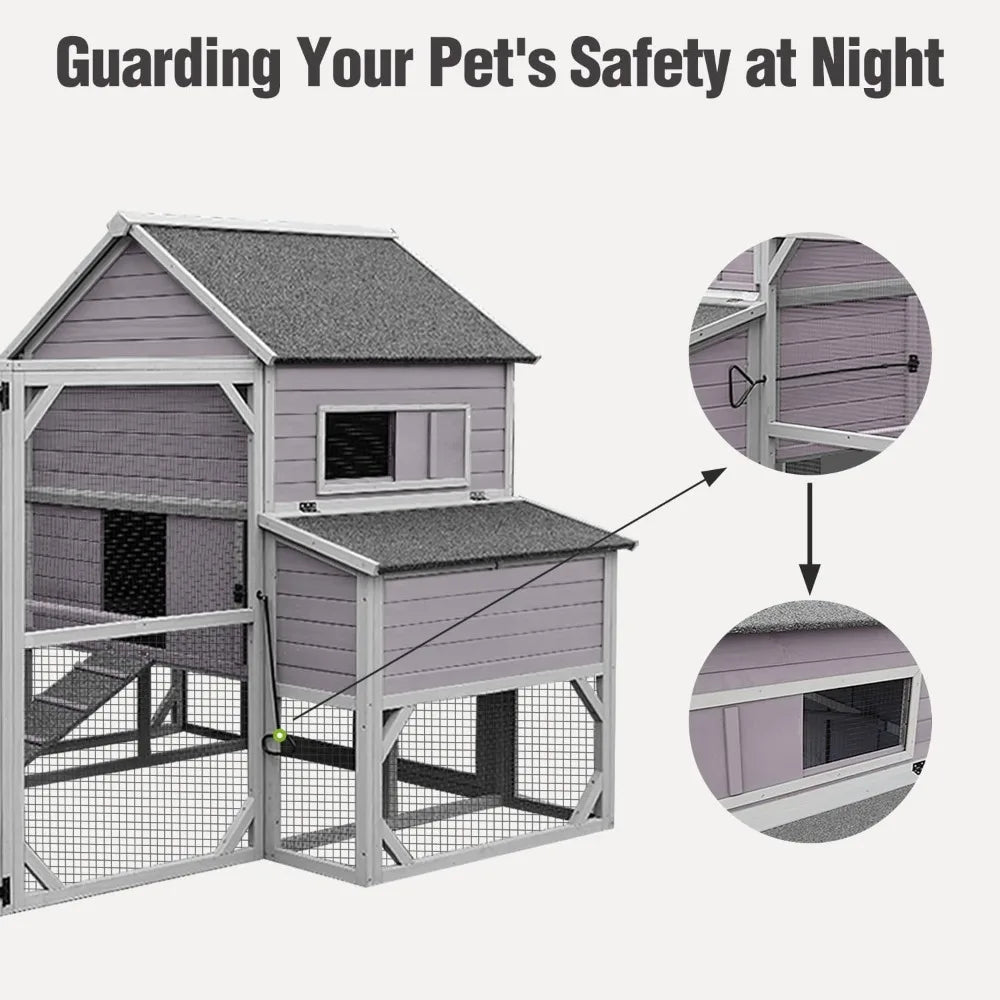 Large Chicken Coop With Run Wooden Hen House 6 Nesting Boxes