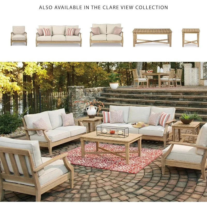 Signature Design by Ashley Coastal Outdoor Eucalyptus Sofa With Cushions