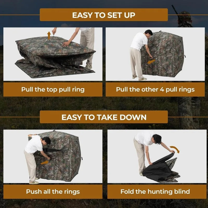 Outdoor Camping 2-3 Person Automatic Hunting Camouflage Tent Portable Watching Bird Spectator Unobstructed Viewing Game Private