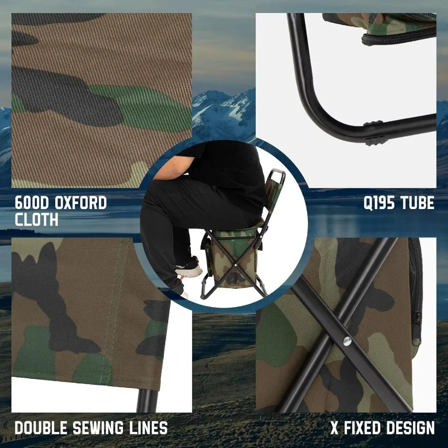 Fold Portable Fishing Chair With Backrest And Cooler Bag