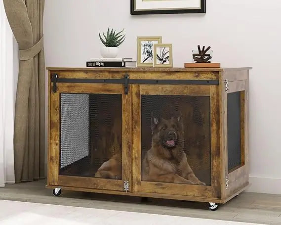47 Inch Extra Large Dog Crate Furniture Wooden Heavy Duty XL Dog Kennel Indoor Decorative Dog Cage Table for Large Dogs