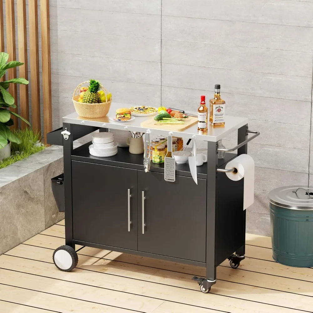DAFIFY Outdoor Grill Cart With Storage And Hooks