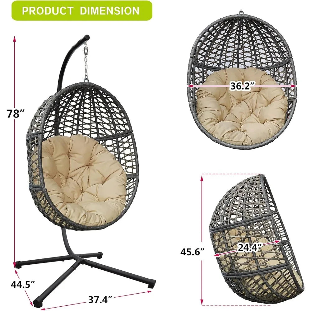 Outdoor Hanging Egg Chair With Stand All Weather Wicker