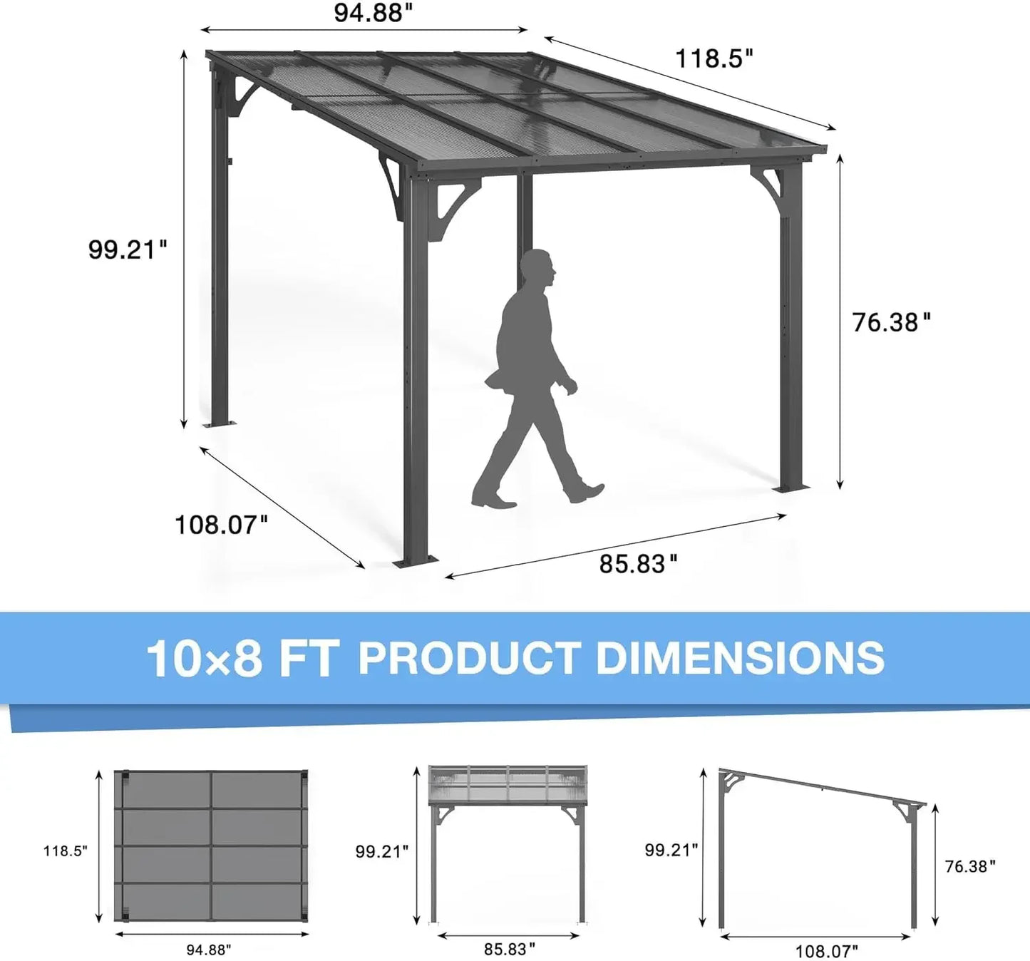 Gazebo Pergola With Hardtop Awnings For Patio Shade And Rain