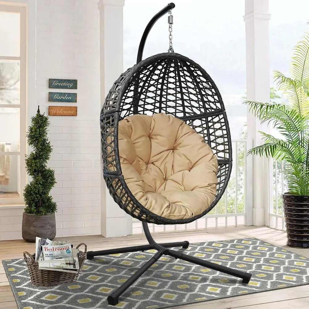 Outdoor Hanging Egg Chair With Stand All Weather Wicker