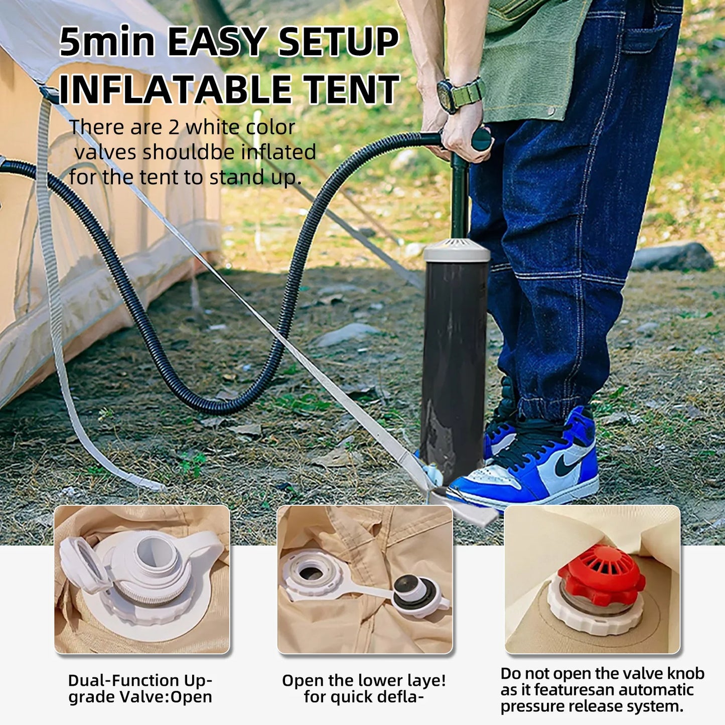 Inflatable Tent 8 To 10 Person Camping Easy Setup With Pump