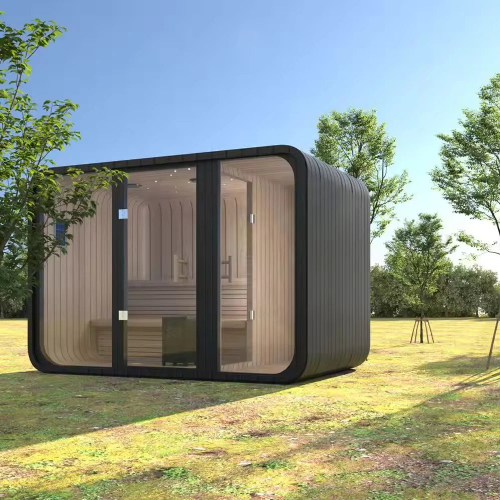 OLOMM Outdoor Panoramic Round Sauna Room Anti Corrosion Durable Heating