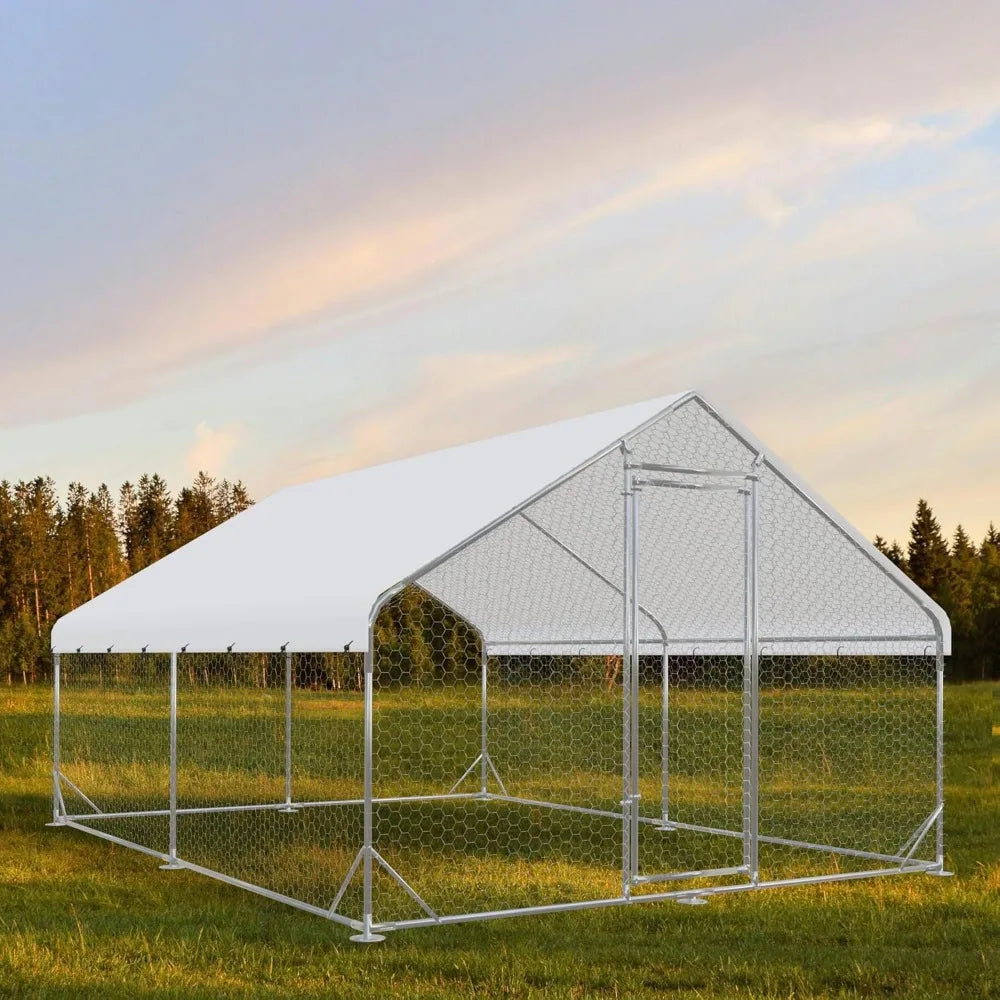 Spire Shaped Metal Chicken Run Outdoor Walk In Coop