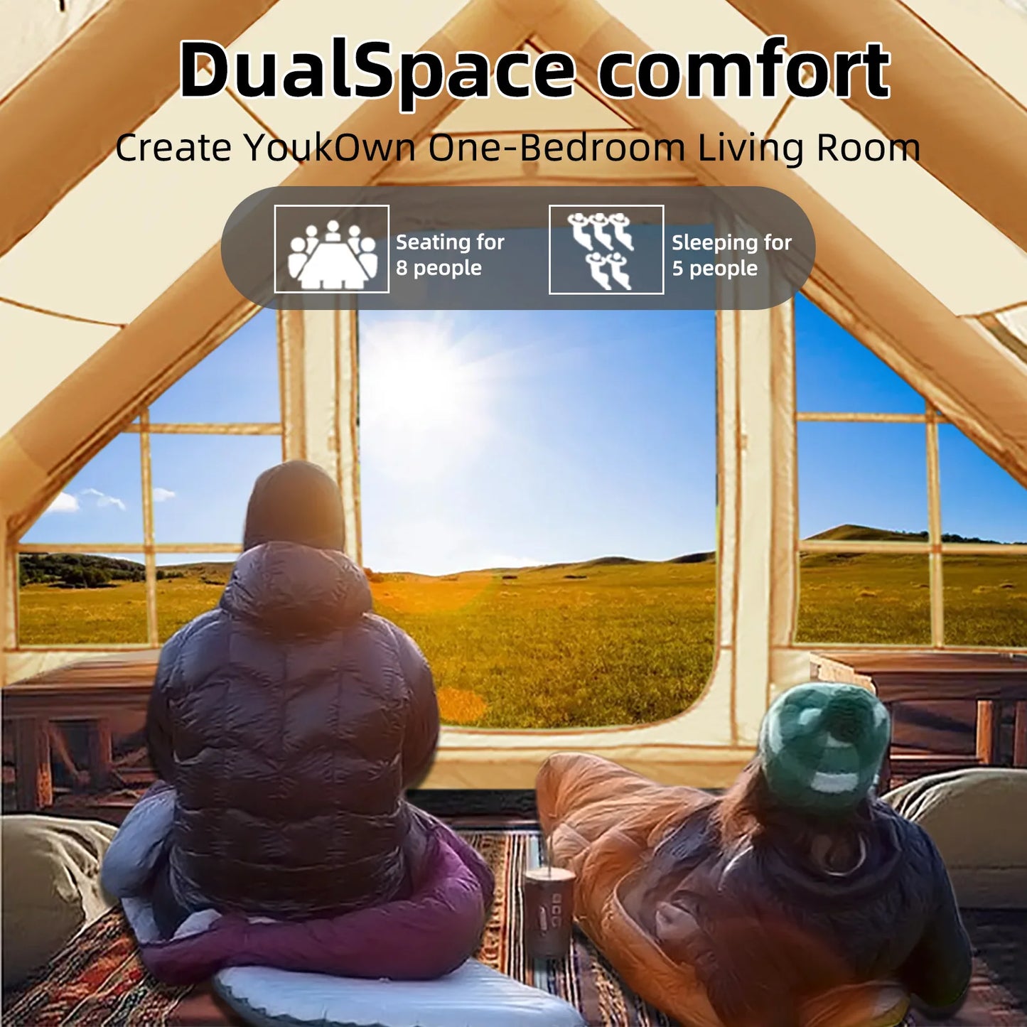Inflatable Tent 8 To 10 Person Camping Easy Setup With Pump