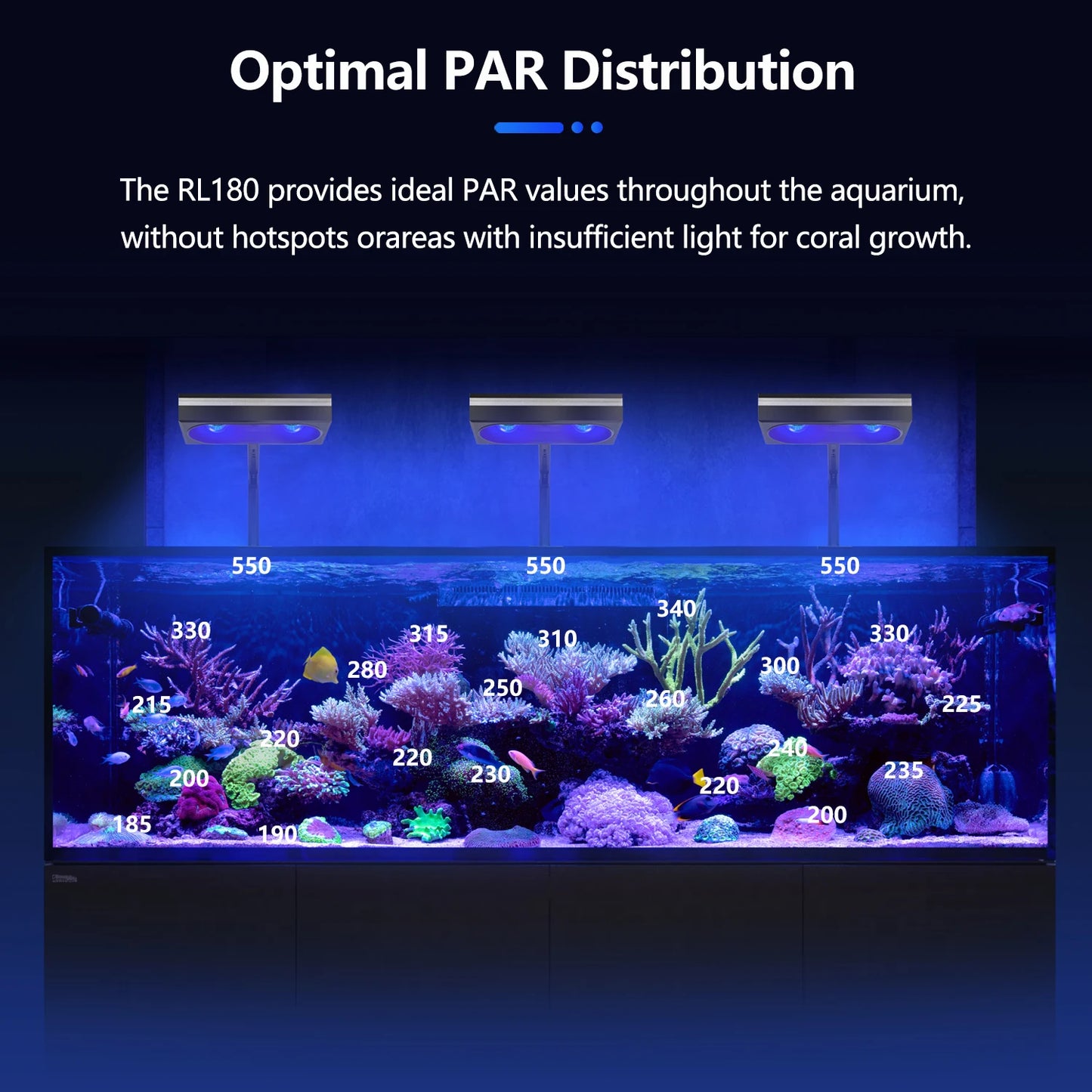 PopBloom RL90/RL180 WiFi Aquarium light, Full Spectrum Saltwater Aquarium Led Lamp for Reef Coral SPS/LPS Marine Aquarium Tank