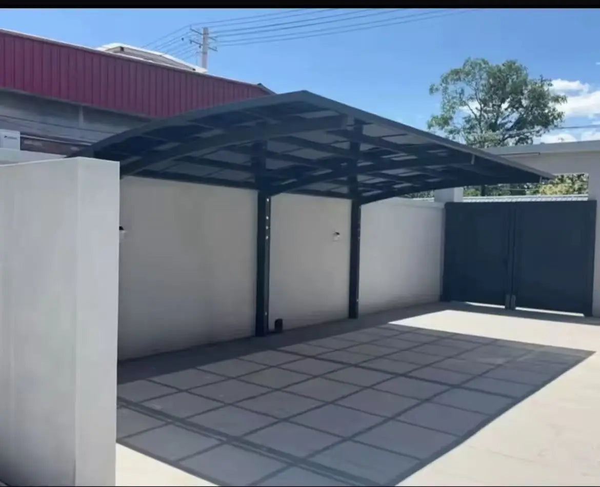 Modern Portable Metal Carport Outdoor Polycarbonate Roof Aluminum Frame PVC Material Pressure Treated Garage Parking