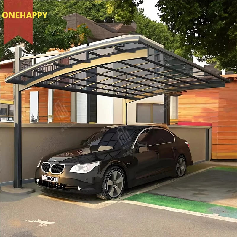 Modern Portable Metal Carport Outdoor Polycarbonate Roof Aluminum Frame PVC Material Pressure Treated Garage Parking