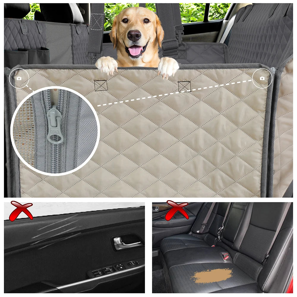 Petravel Dog Car Seat Cover Waterproof Pet Travel Hammock Rear Seat Protector Mat Safety Carrier for Dogs