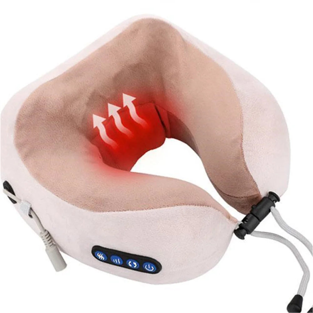 Heating and Vibrating Massage Neck Massager and Shoulders Shiatsu Portable Massager Heat Neck Device for Topical Pain Relief