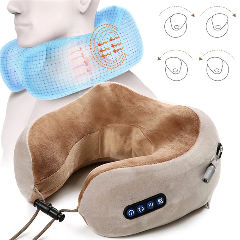 Heating and Vibrating Massage Neck Massager and Shoulders Shiatsu Portable Massager Heat Neck Device for Topical Pain Relief