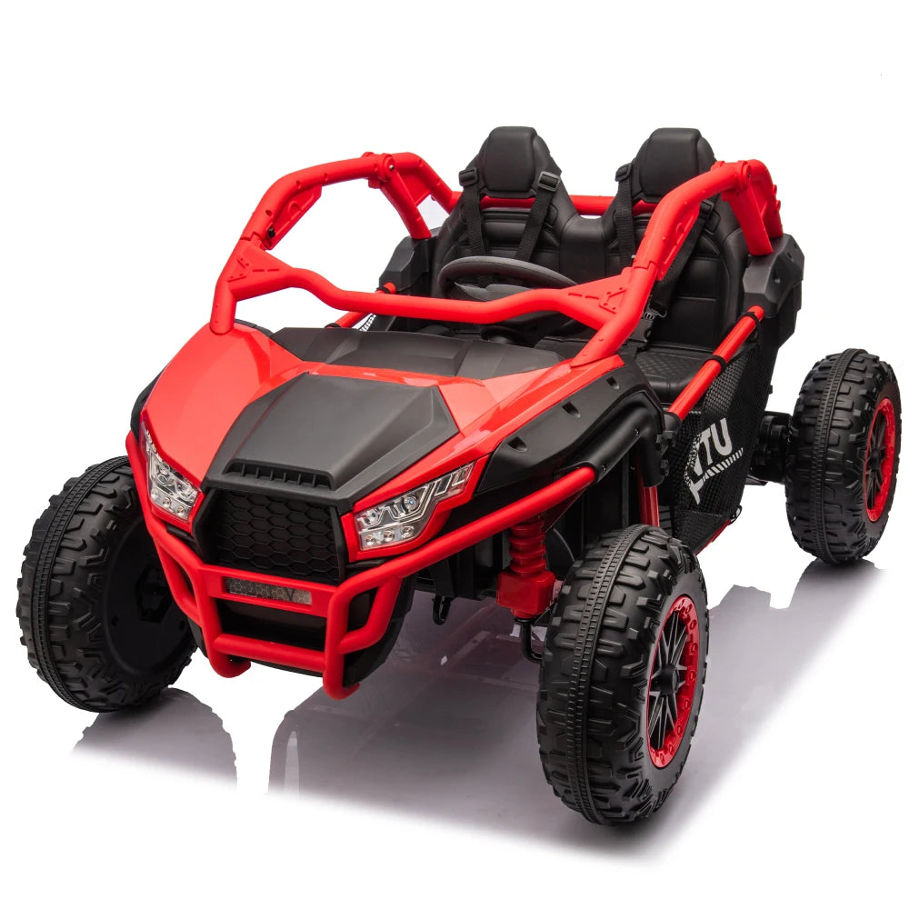 24V Two-seater Kids Ride On UTV w/Parents Control,20in seat width,400W Super high power,Four-wheel Suspension,Bluetooth,MP3