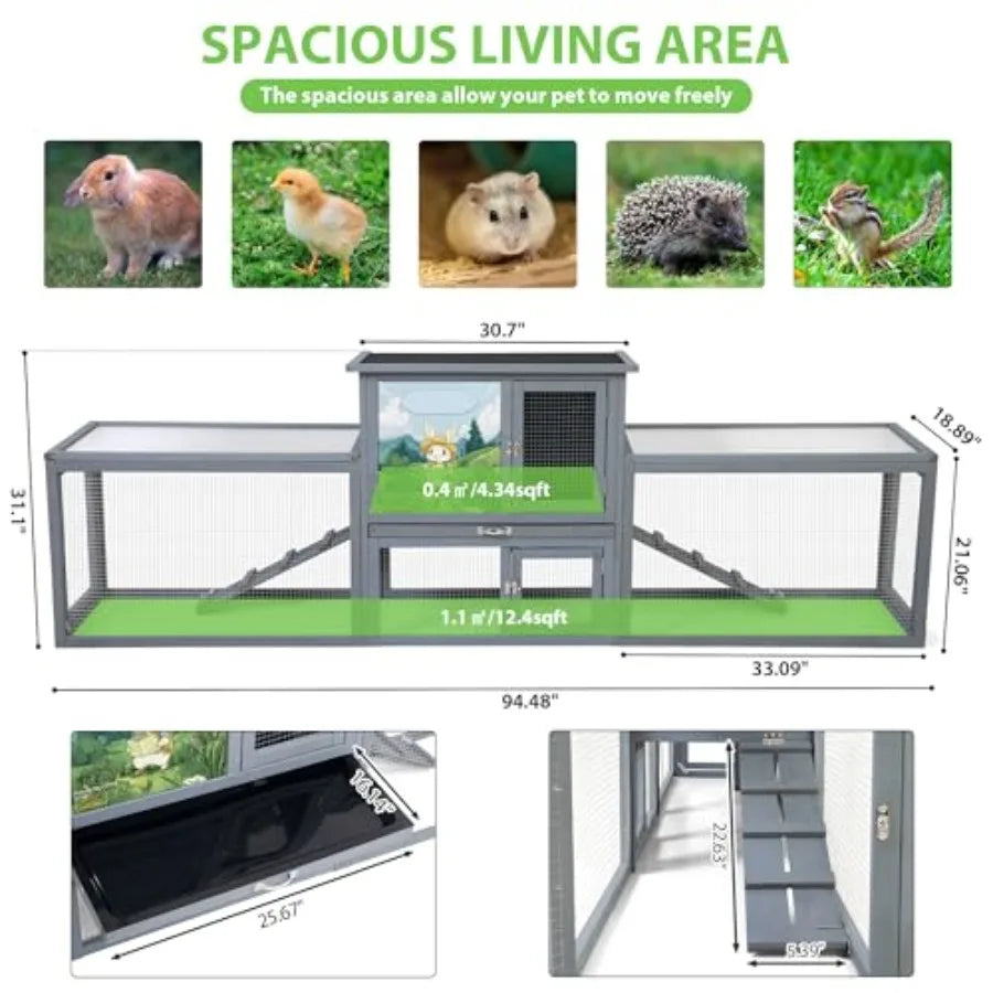 Guangdong Rabbit Hutch Outdoor 2 Tier Bunny Cage For Pets