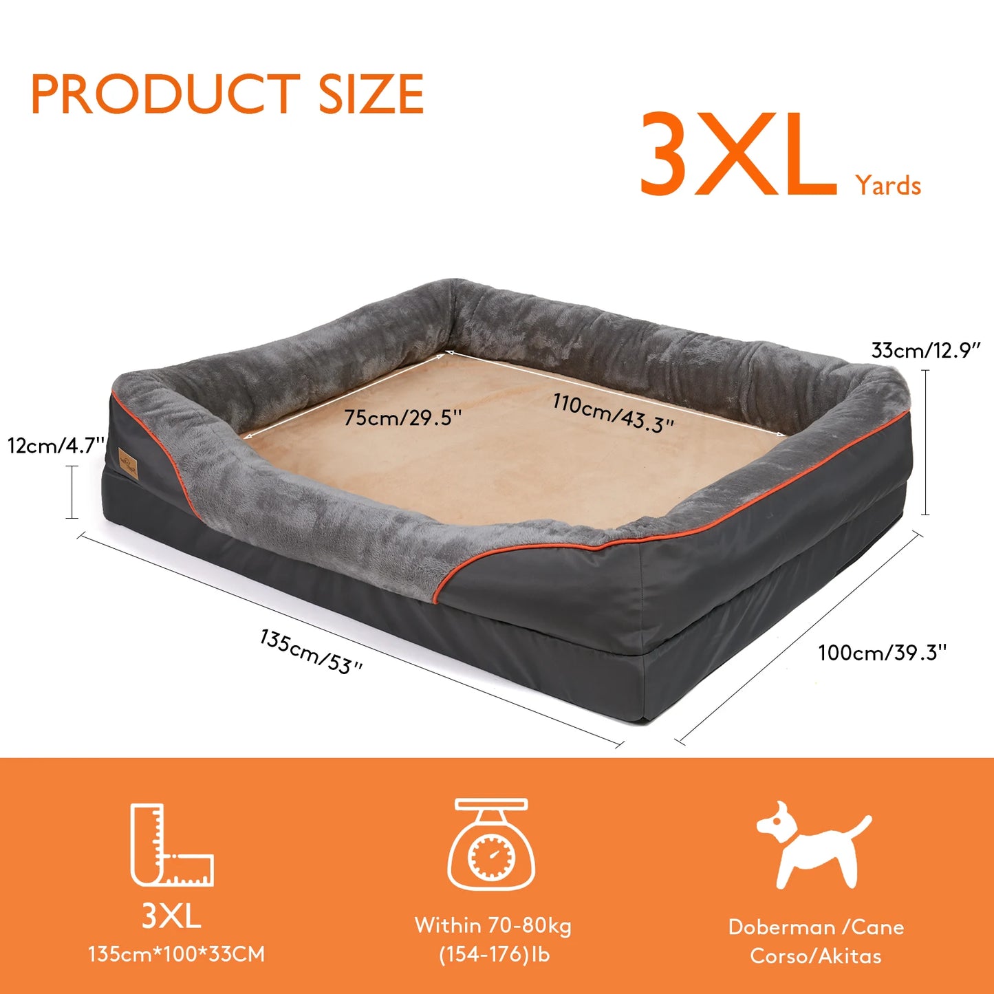 Large Hypoallergenic Dog Bed With Warm Fleece Waterproof