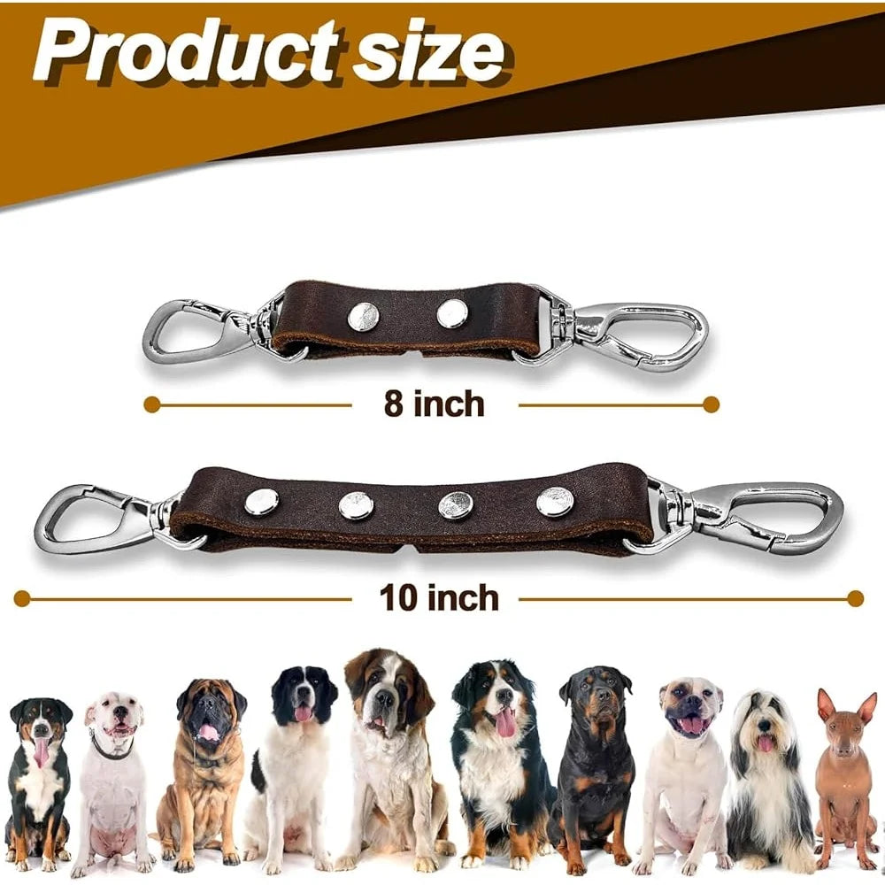 Durable Leather Dog Collar Clip Escape Proof Harness