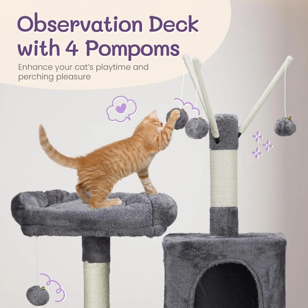 Outvita 57 Inch Plush Cat Tree With Sisal Scratching Post