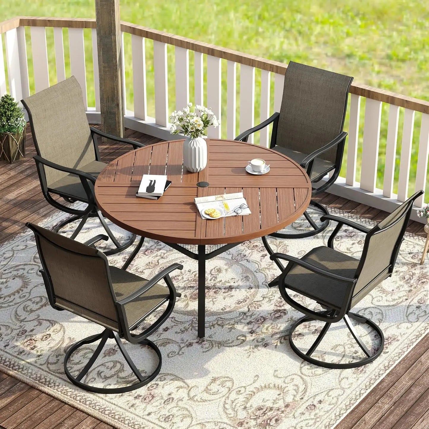 Outdoor Patio Dining Set For Four With Round Table