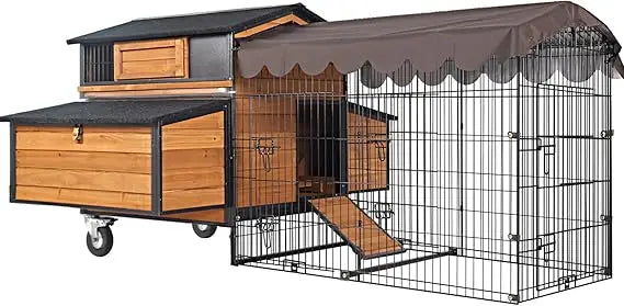 Mobile Chicken Coop With Metal Frame And Large Wheels