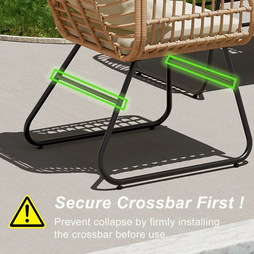 4-Piece Outdoor Patio Furniture Set with Cushions & Tempered Glass Table, All-Weather Rattan Bistro Set with Loveseat Chairs Tab