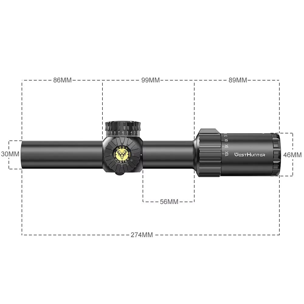 WestHunter HD GEN2 1-10X24 IR SFP LPVO Scope Wide Field of View Hunting Riflescopes Etched Glass Reticle Optical Sights
