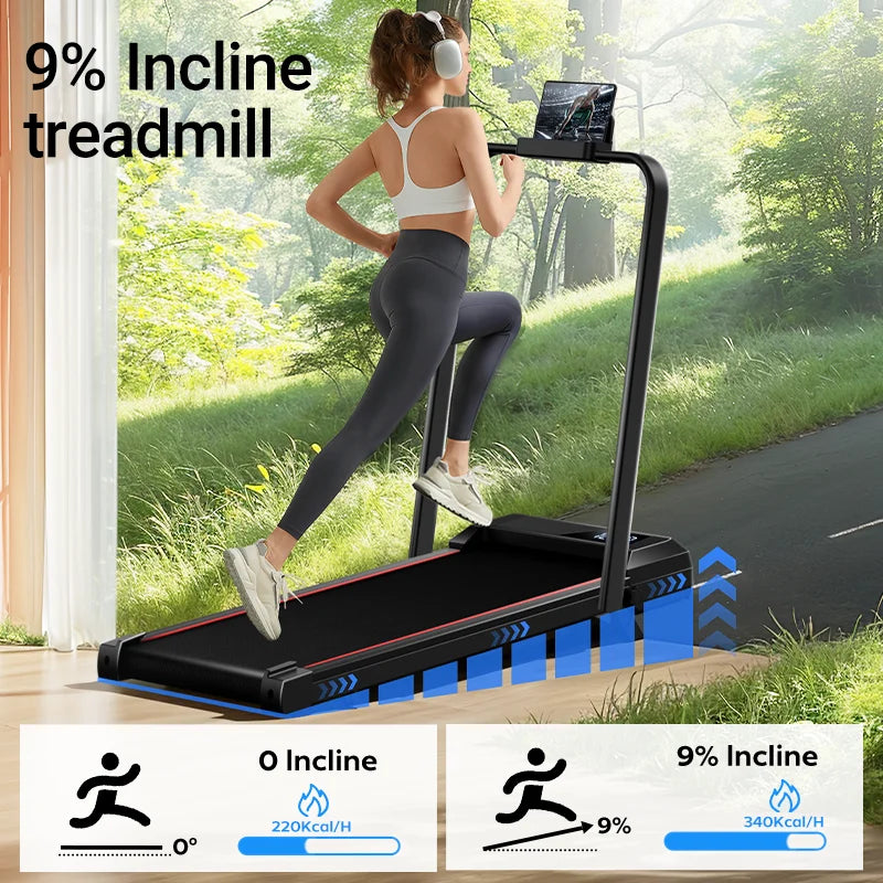 UMAY Walking Pad Treadmill: Incline, Under-Desk, Diamond Belt, Lightweight, Home/Office LED Display
