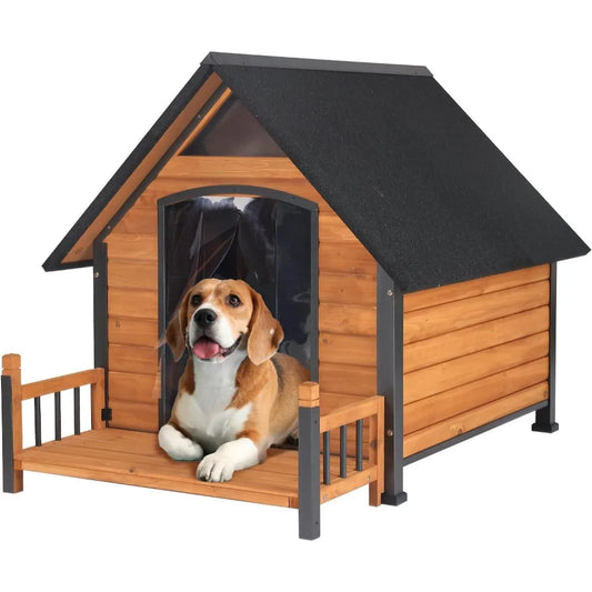 Aivituvin Outdoor Dog House with Metal Frame Weatherproof Roof and Raised Legs for Large Medium Small Dogs