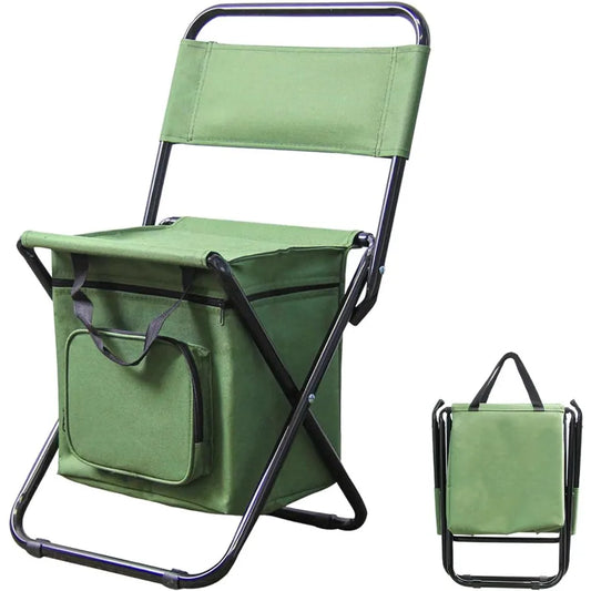 Fold Portable Foldable Fishing Chair With Cooler Bag And Backrest