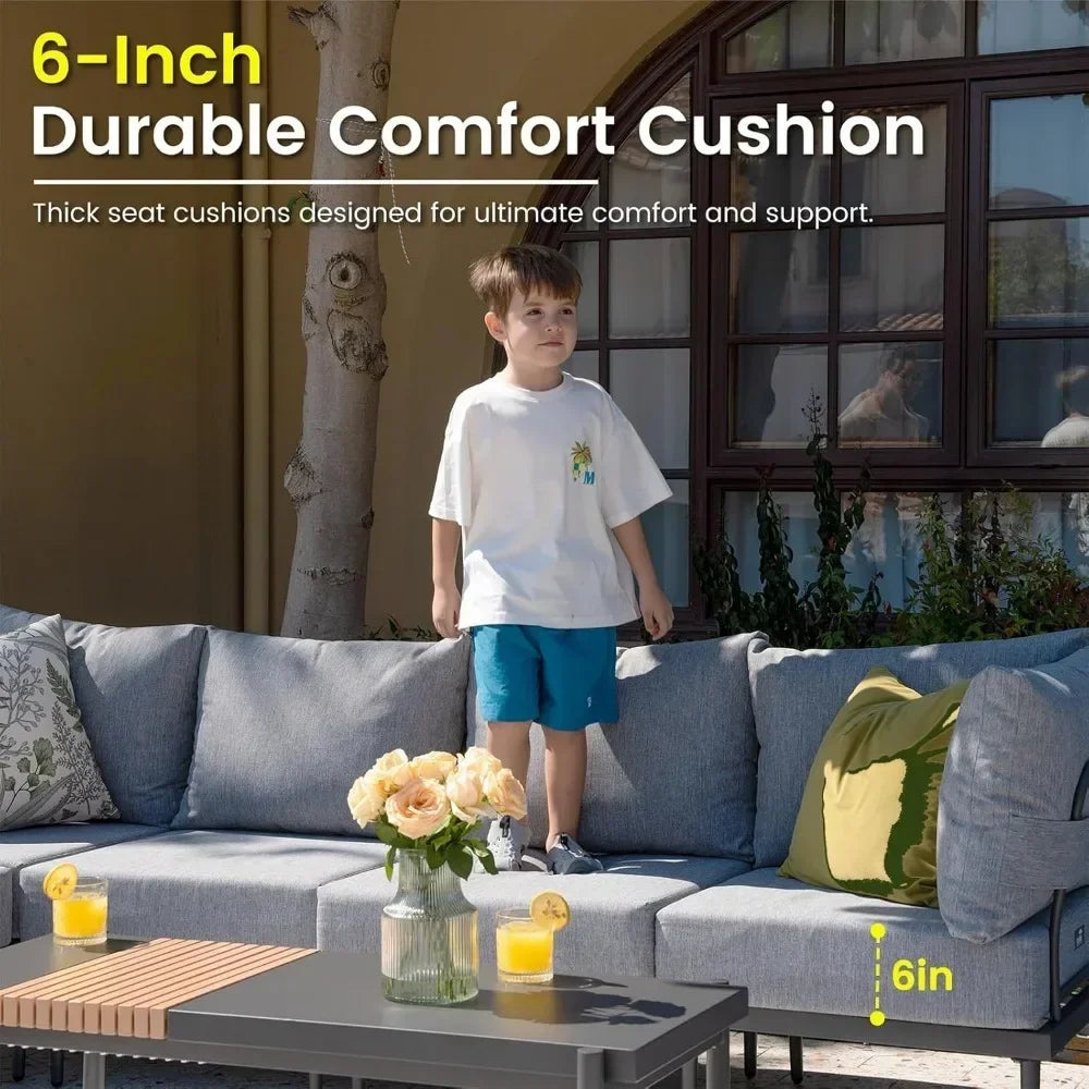 7 Pieces Outdoor Sectional Sofa Set with Olefin Cushions