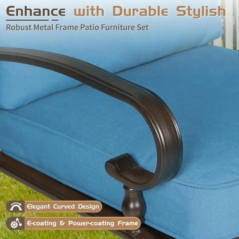 5 Piece Wrought Iron Outdoor Patio Chair Set With Cushions