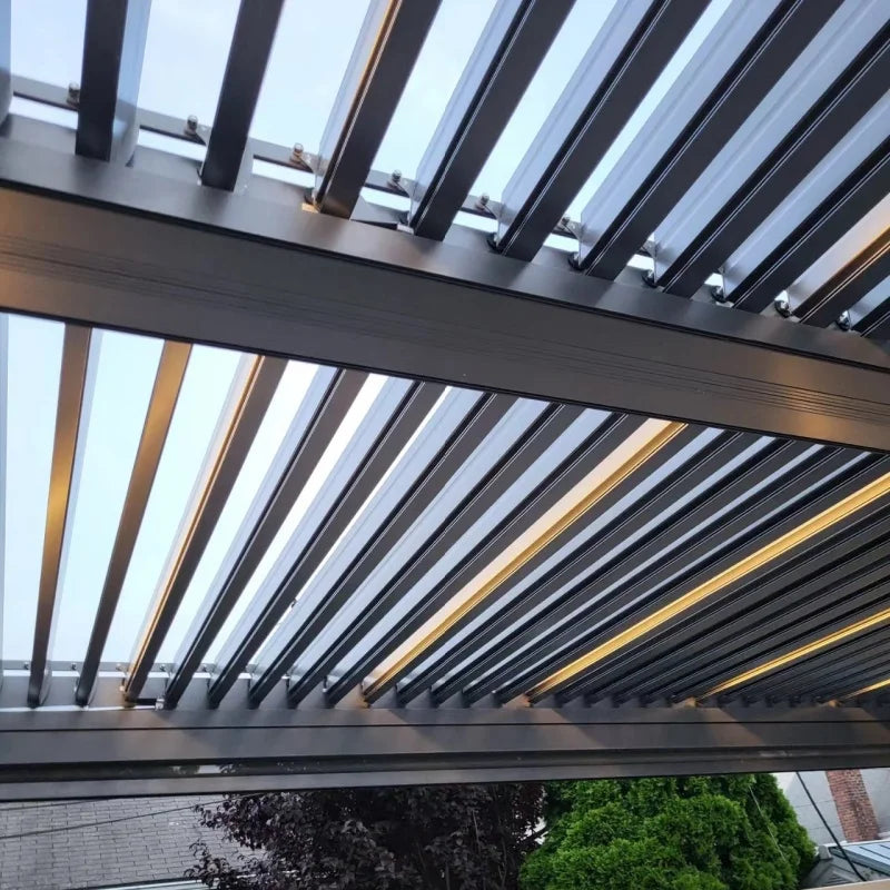 Aluminum Pergola Wind Rain Protection Louver Roof Manual Flip