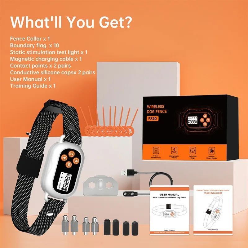 GPS Pet Fence Wireless Training Collar For Dogs Waterproof