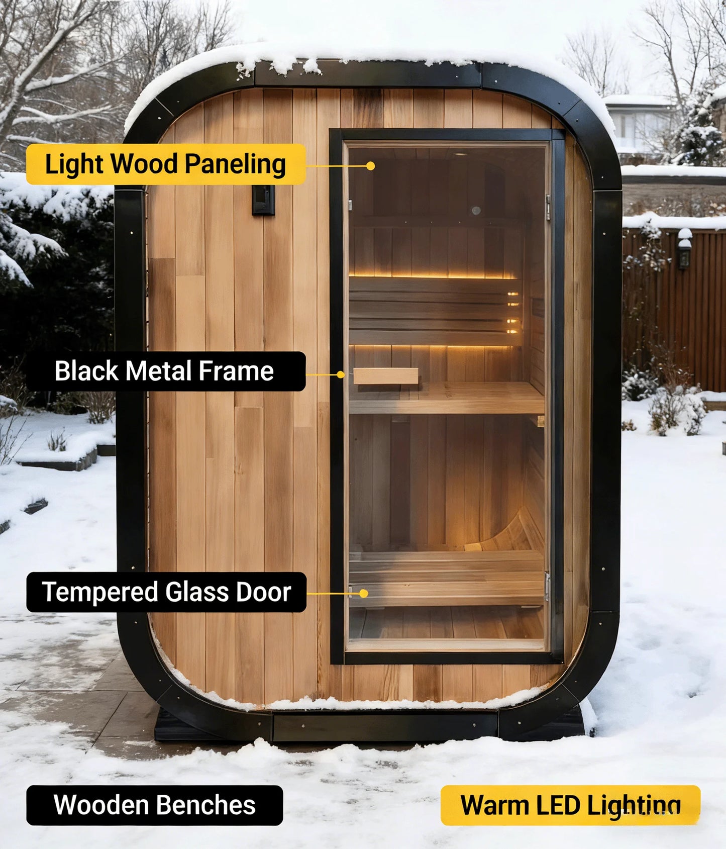 OLOMM Outdoor Panoramic Round Sauna Room Anti Corrosion Durable Heating