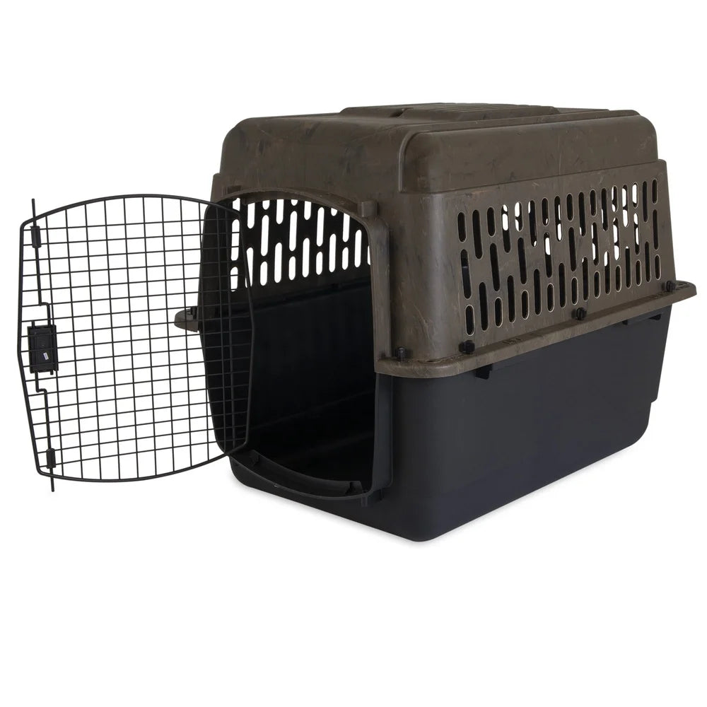 Large Plastic Dog Kennel Outdoor Indoor Pet Carrier Crate with 360 Degree Ventilation for Dogs 70 to 90 Pounds Portable Travel Dog House