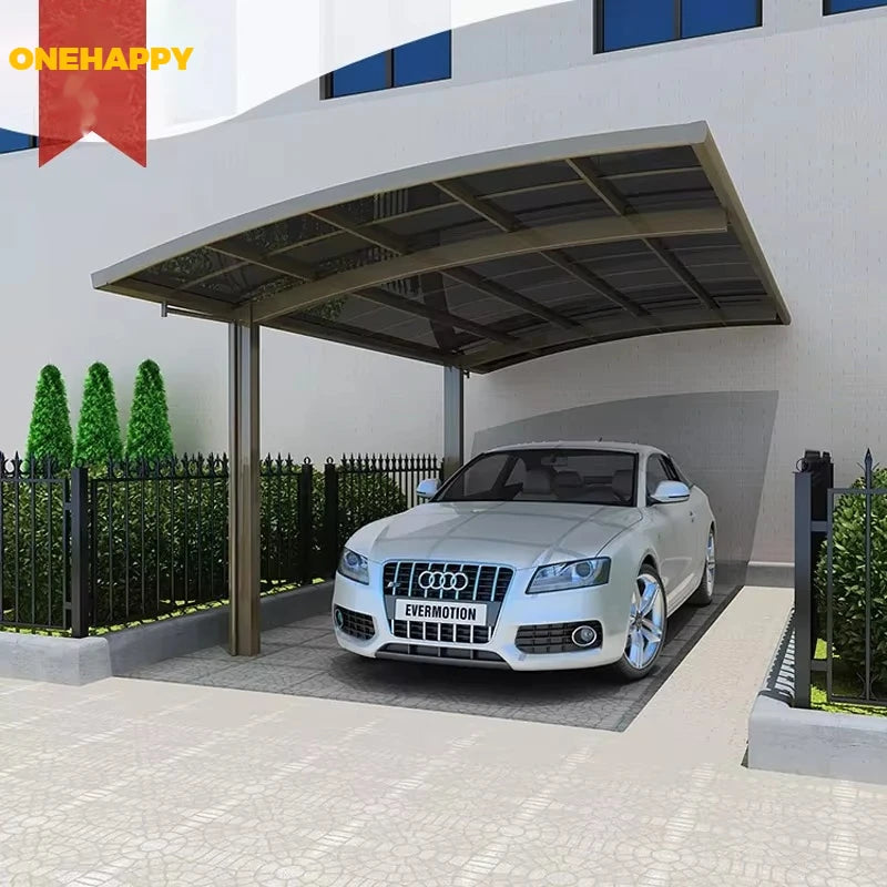 Modern Portable Metal Carport Outdoor Polycarbonate Roof Aluminum Frame PVC Material Pressure Treated Garage Parking